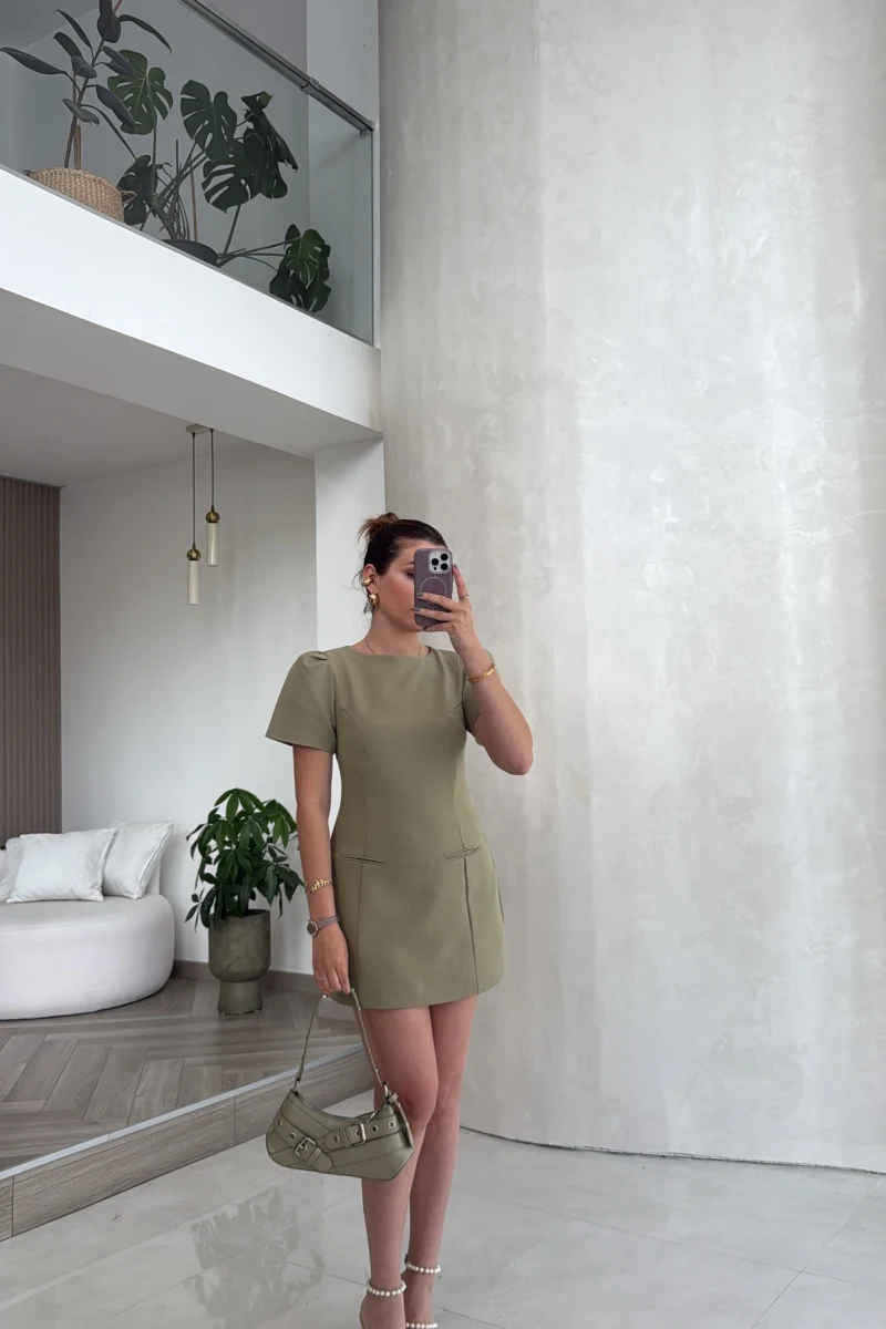 Astarı Şortlu Mini Elbise - Mint - Kod: 4195