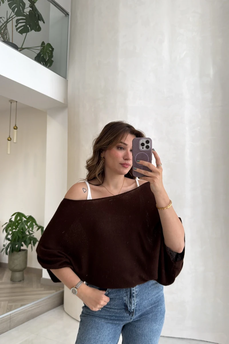 Bestie İçi Askılı Triko - Kahverengi