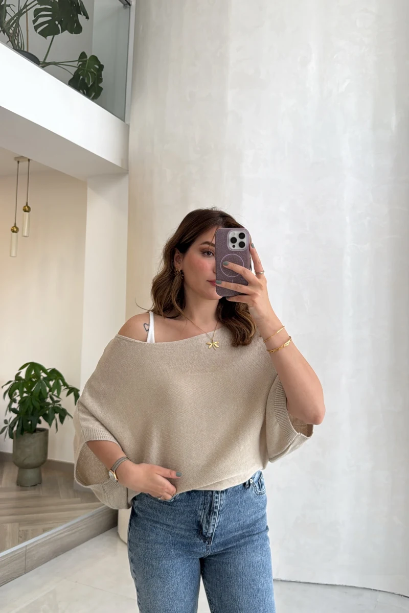 Bestie İçi Askılı Triko - Vizon