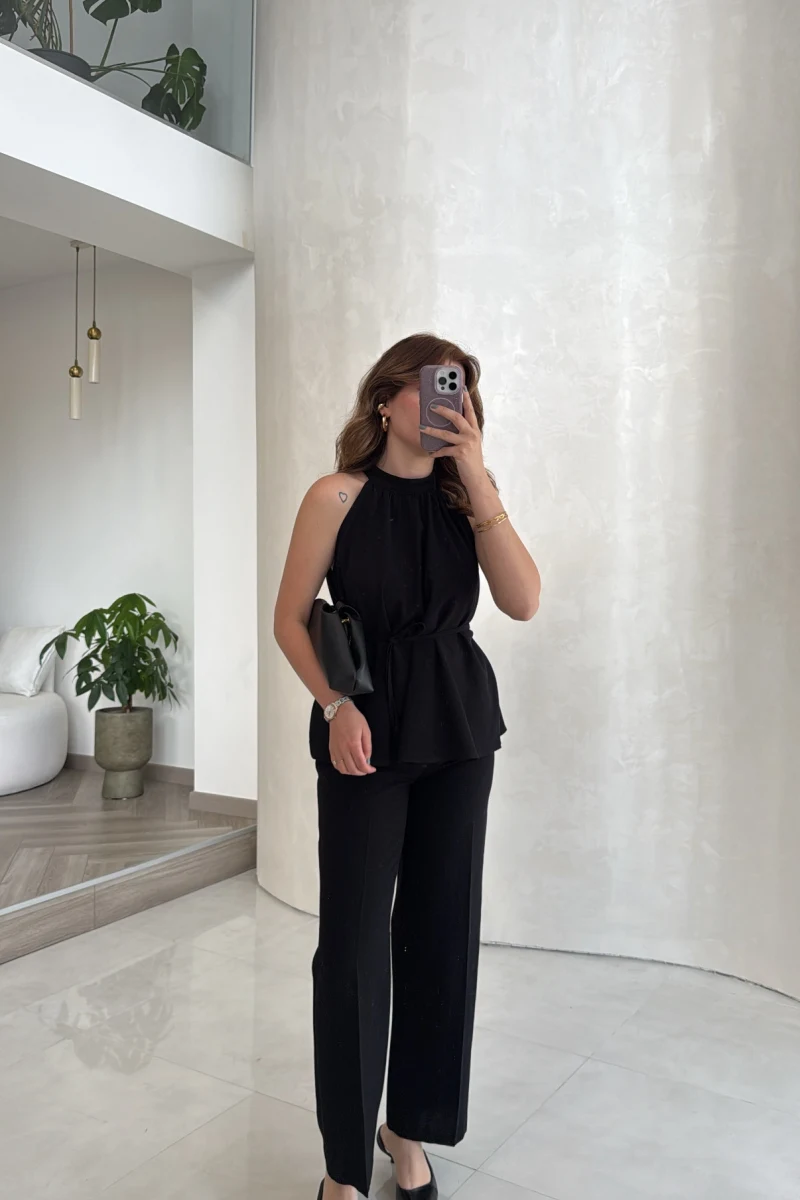 Reglan Kol Bağcıklı Takım - Siyah - Kod: 9145