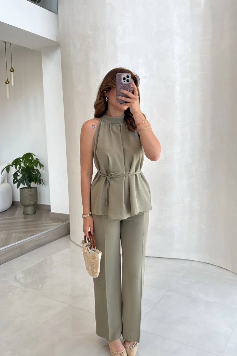 Reglan Kol Bağcıklı Takım - Haki - Kod: 9145