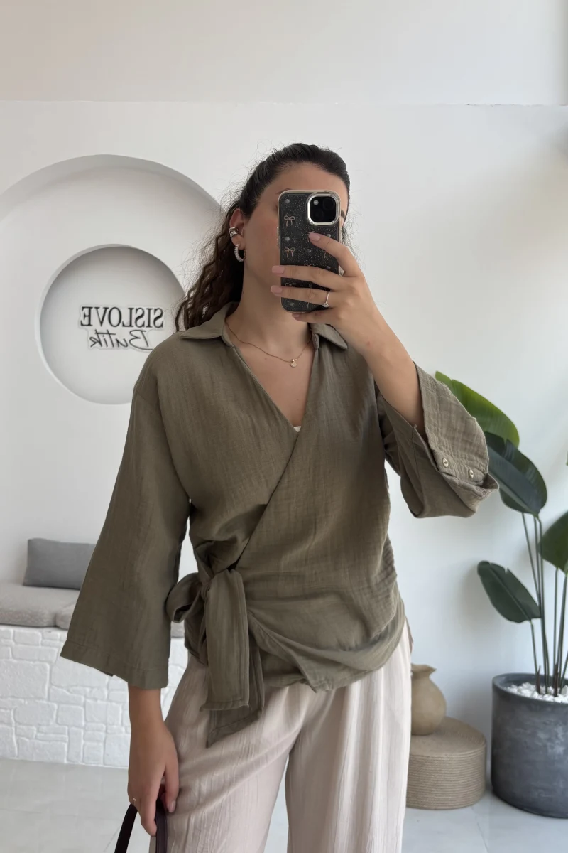 7017 - Vanilla Müslin Kimono - Haki