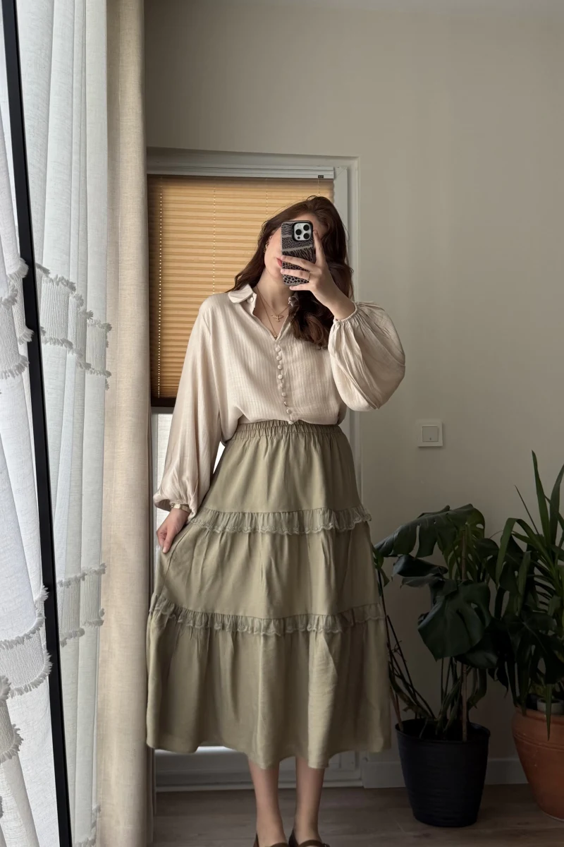 After Dantel Etek - Haki - 5012