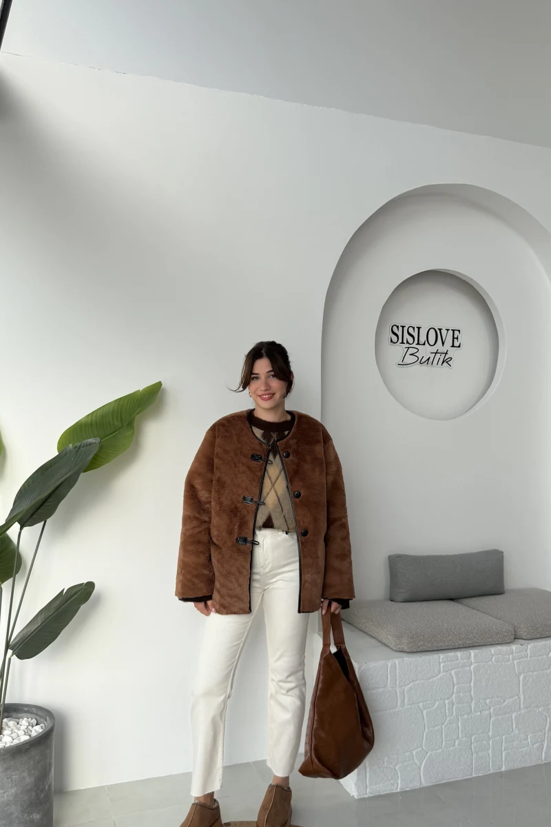 Alaska Tüylü Kahverengi Ceket