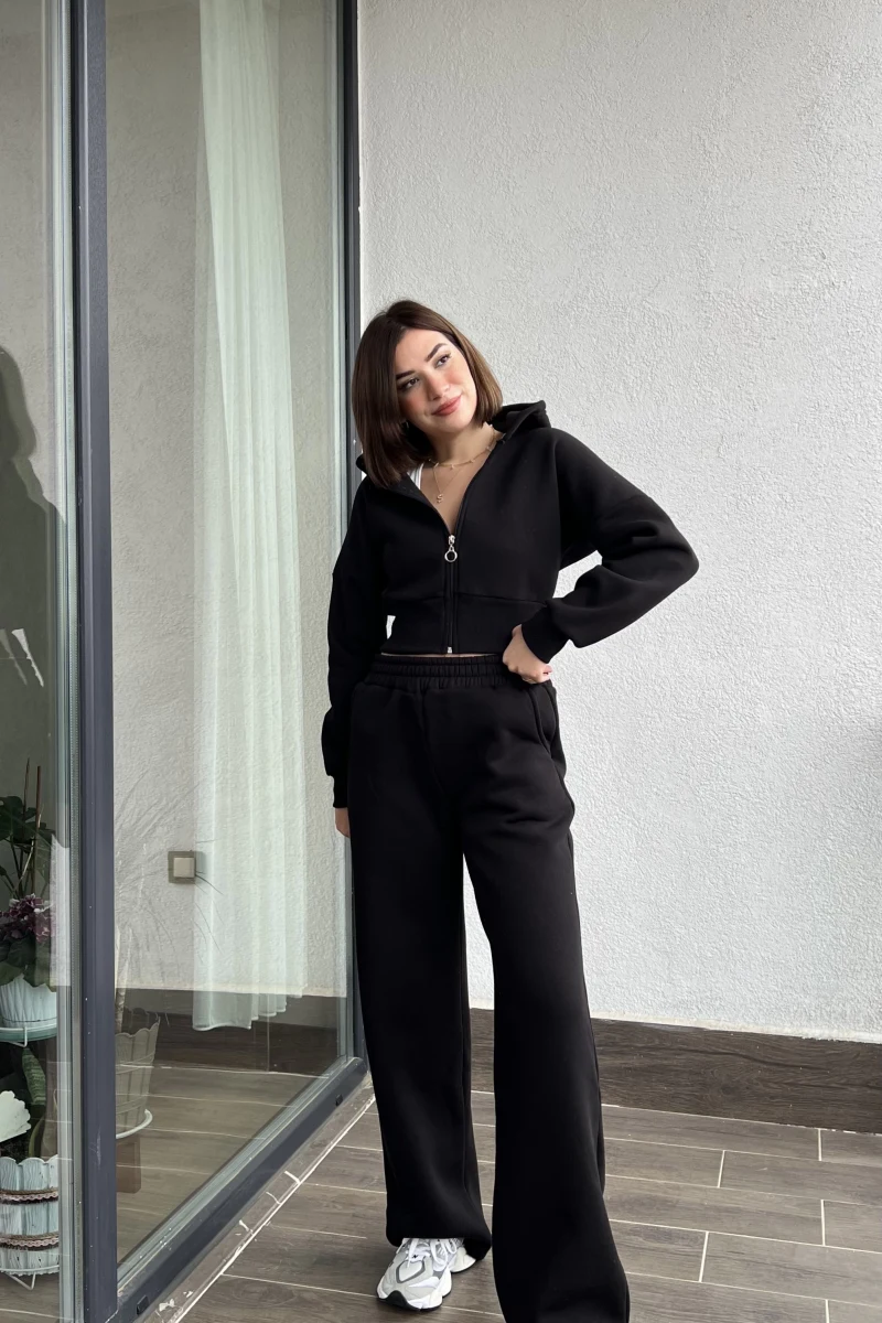 Amelie Siyah Korseli Hırkalı Eşofman Takımı