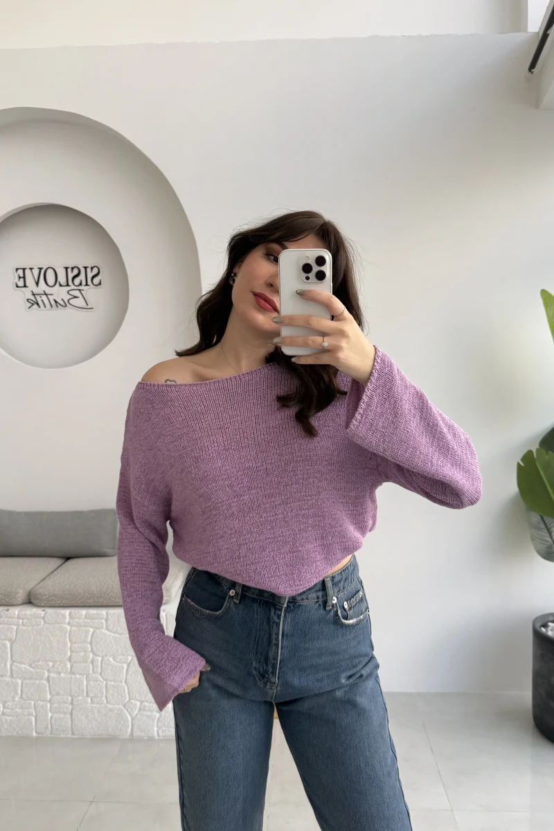 Anabel Kayık Yaka Triko - Lila
