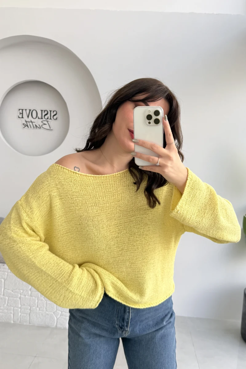 Anabel Kayık Yaka Triko - Sarı