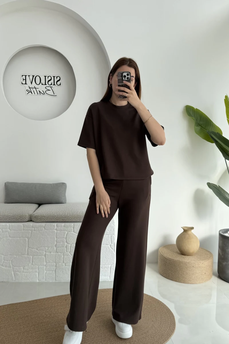 Ara Boy Oys Kumaş Eşofman Takımı Acı Kahve