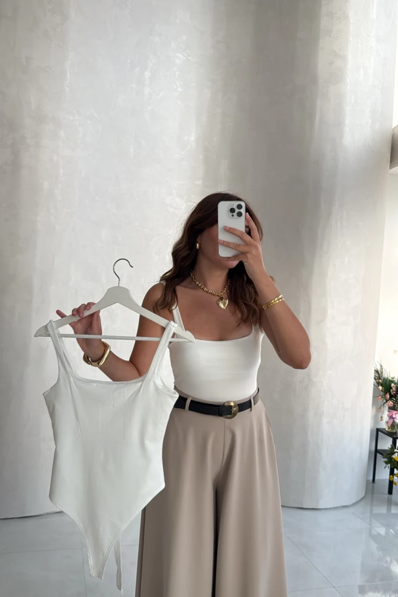 Askılı Zıbın Bodysuıt - Beyaz - Kod: 071822