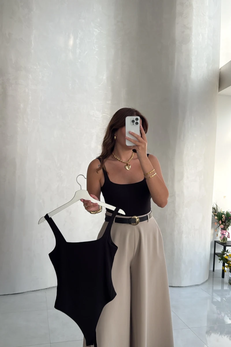 Askılı Zıbın Bodysuıt - Siyah - Kod: 071822