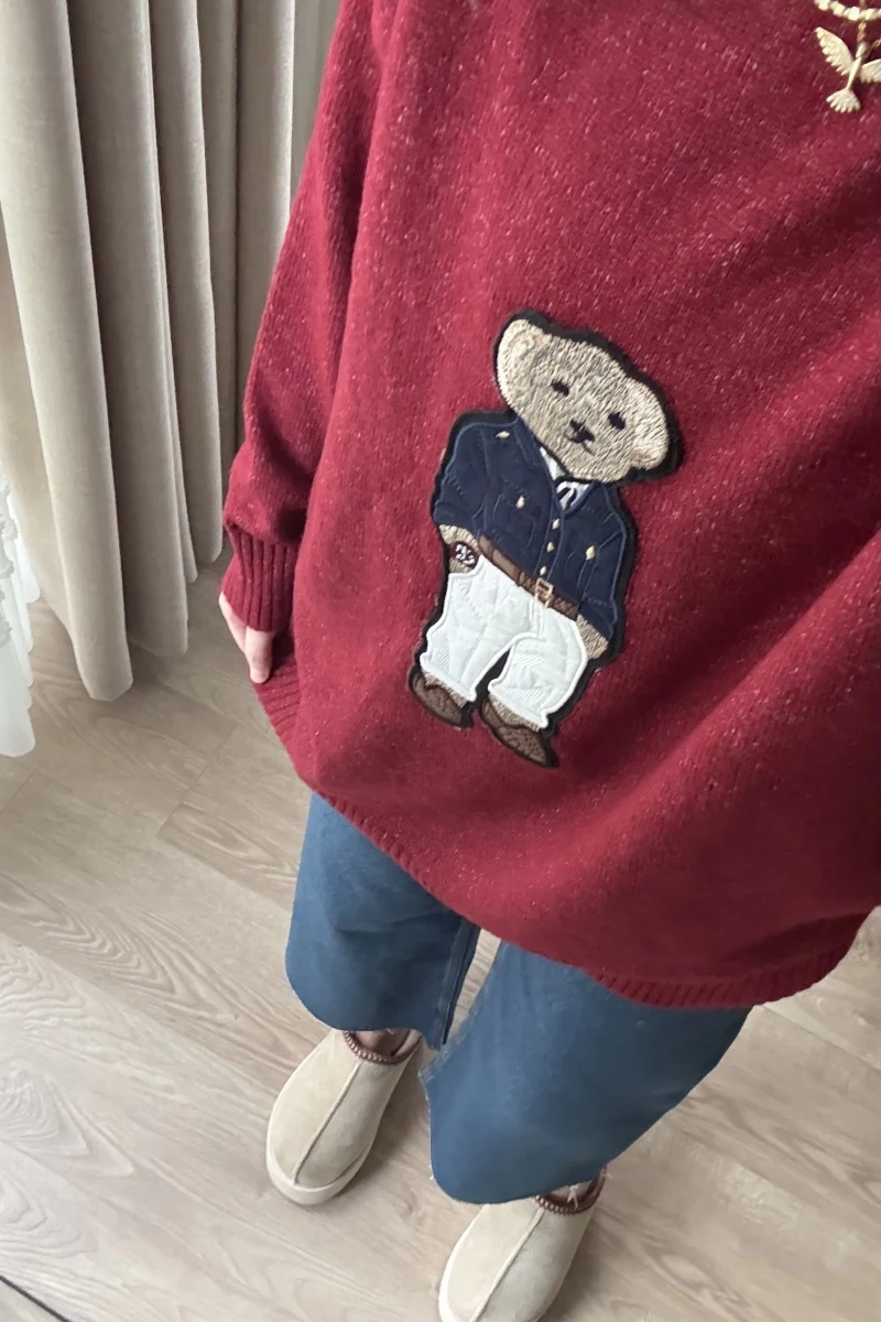 Ayıcıklı Kazak Bordo