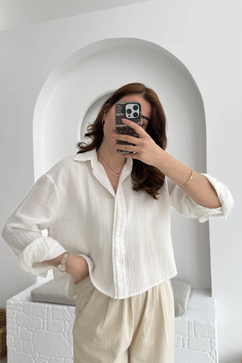 Babe Müslin Gömlek Kırık Beyaz - 2065