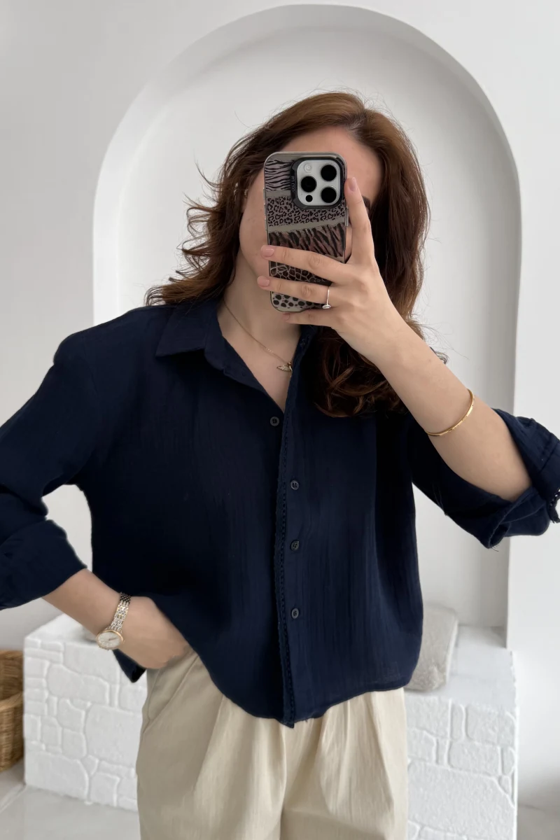 Babe Müslin Gömlek Lacivert - 2065