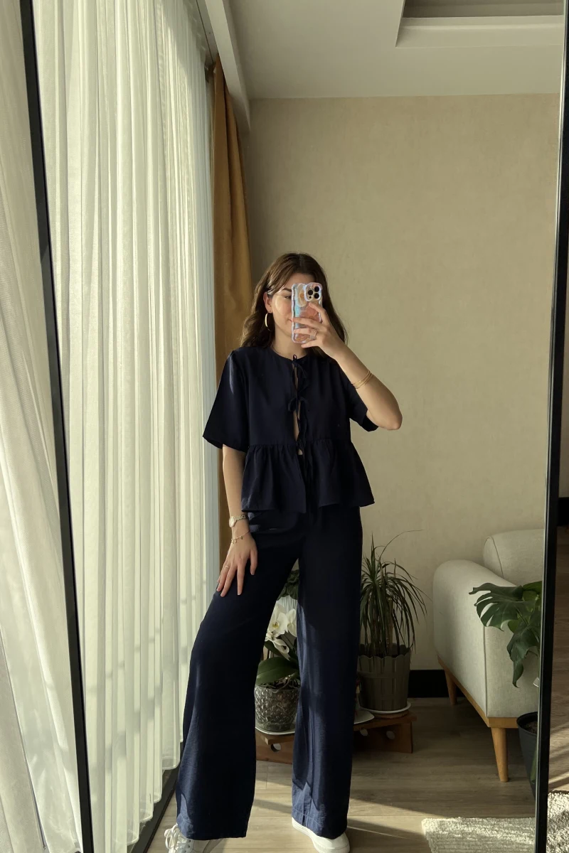 Baby Önden Bağlamalı Lacivert Takım