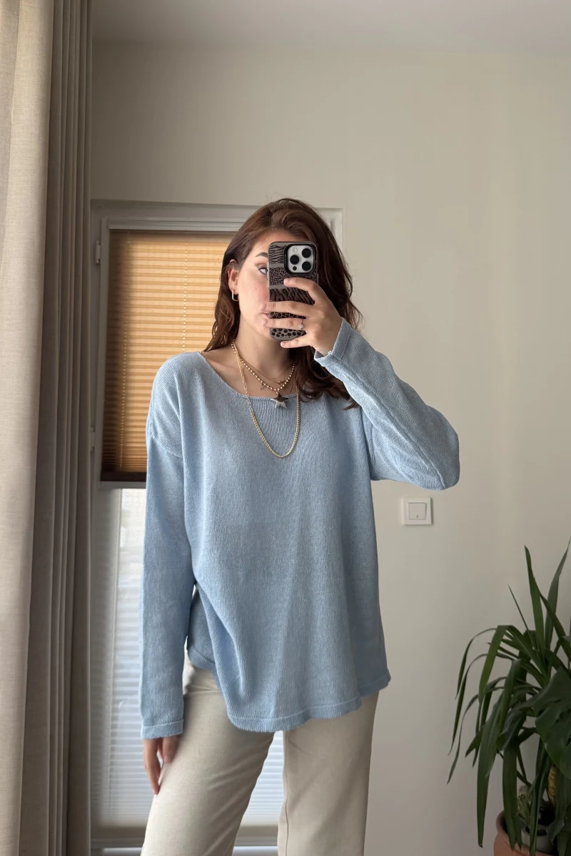 Bahama Triko Salaş Bluz - Mavi