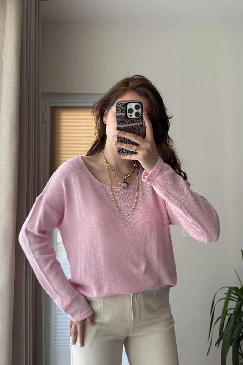 Bahama Triko Salaş Bluz - Pembe