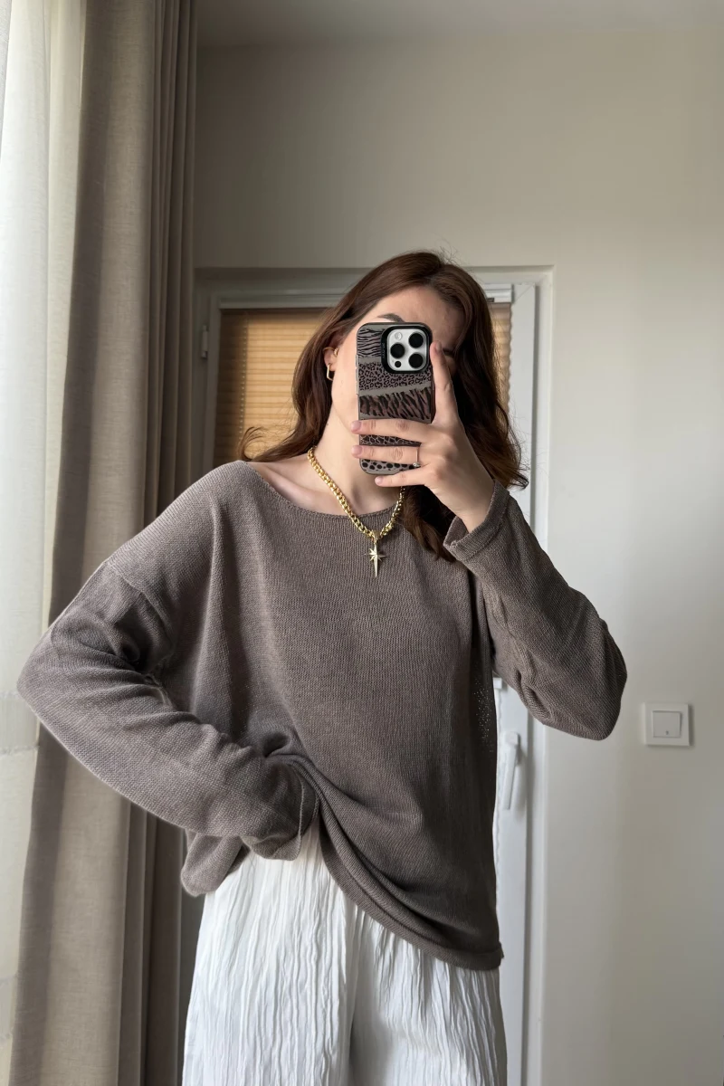 Bahama Triko Salaş Bluz - Vizon