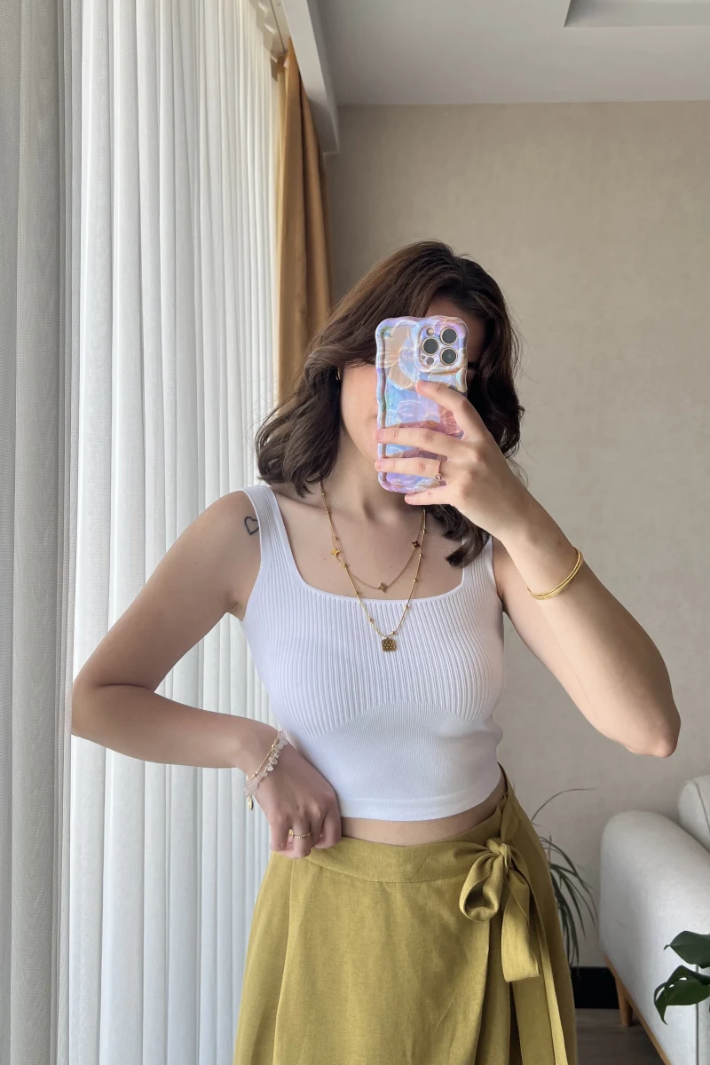 Basic Fitili Beyaz Crop