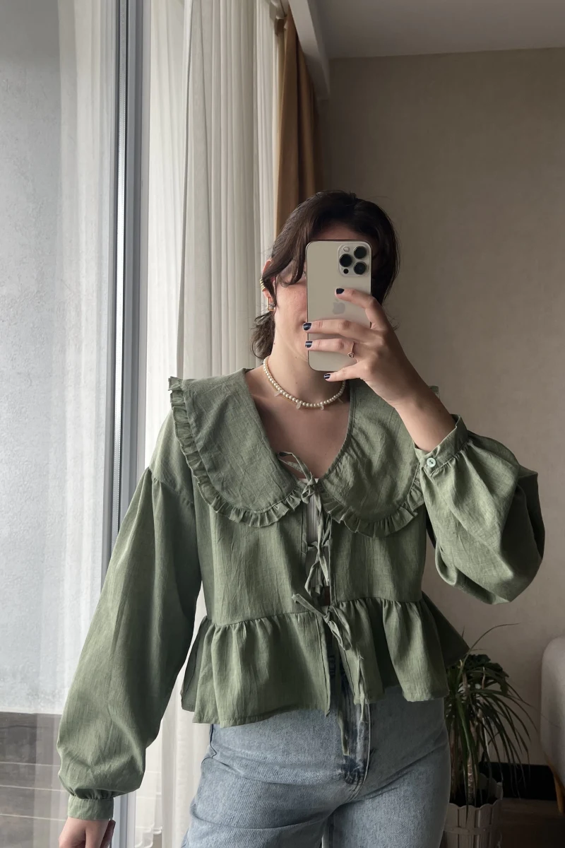 Bebe Yaka Haki Gömlek