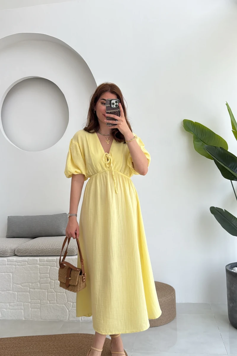 Becca Müslin Kumaş Elbise Sarı