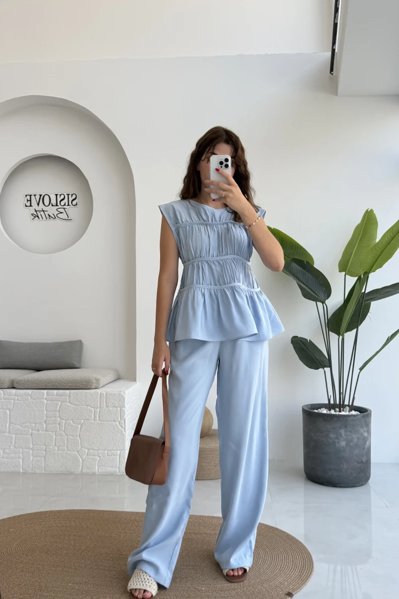 Begonia Gipeli Kat Detay Takım - Bebe Mavisi