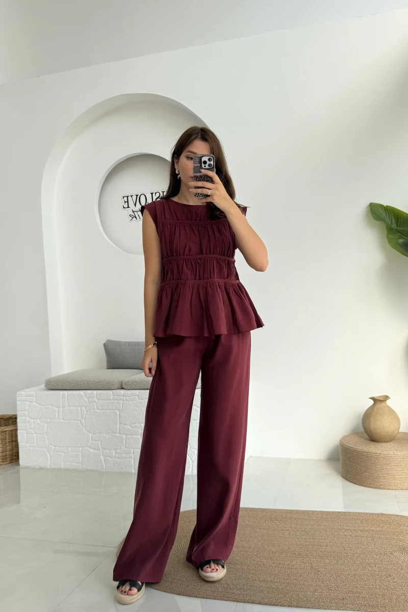 Begonia Gipeli Kat Detay Takım - Bordo