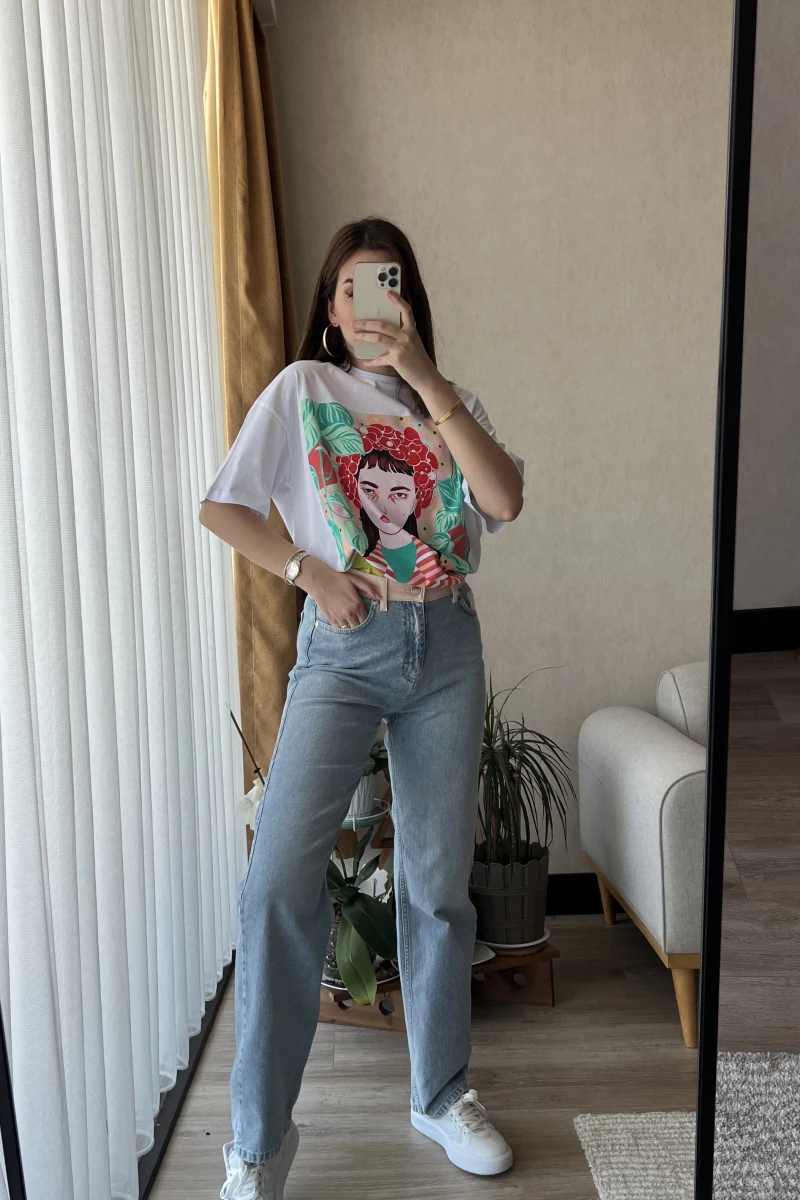 Bel Pembe Detay Jean