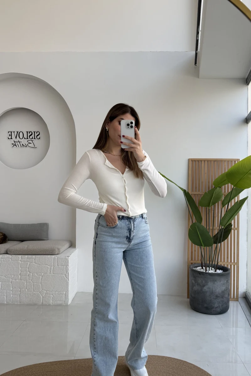 Bellamo Straight Buz Mavisi Jean Pantolon