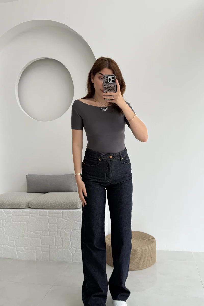 Bellamo Straight Koyu Lacivert Şeritli Jean Pantolon