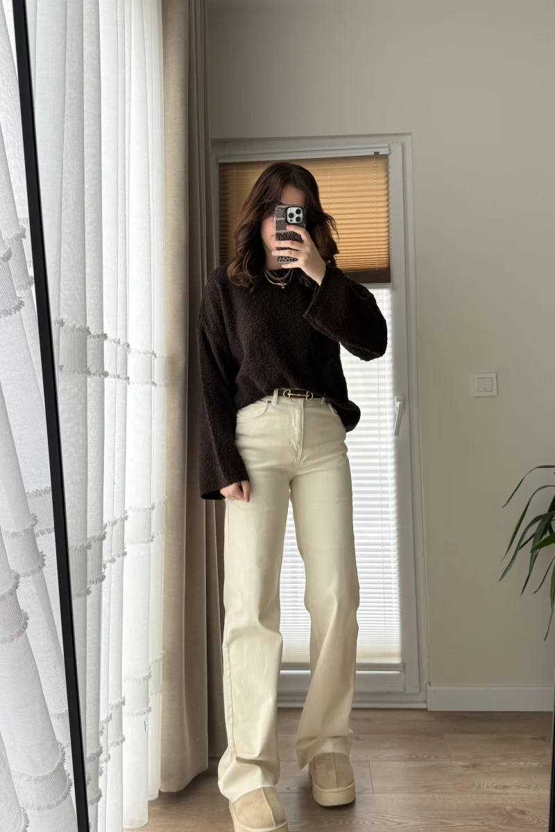 Bellamo Straight Krem Jean Pantolon