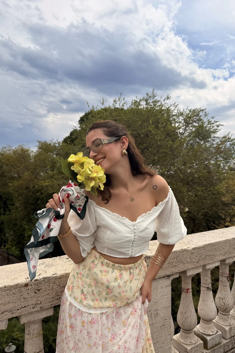 Belle Madonna Yaka Bluz - Beyaz - 2064