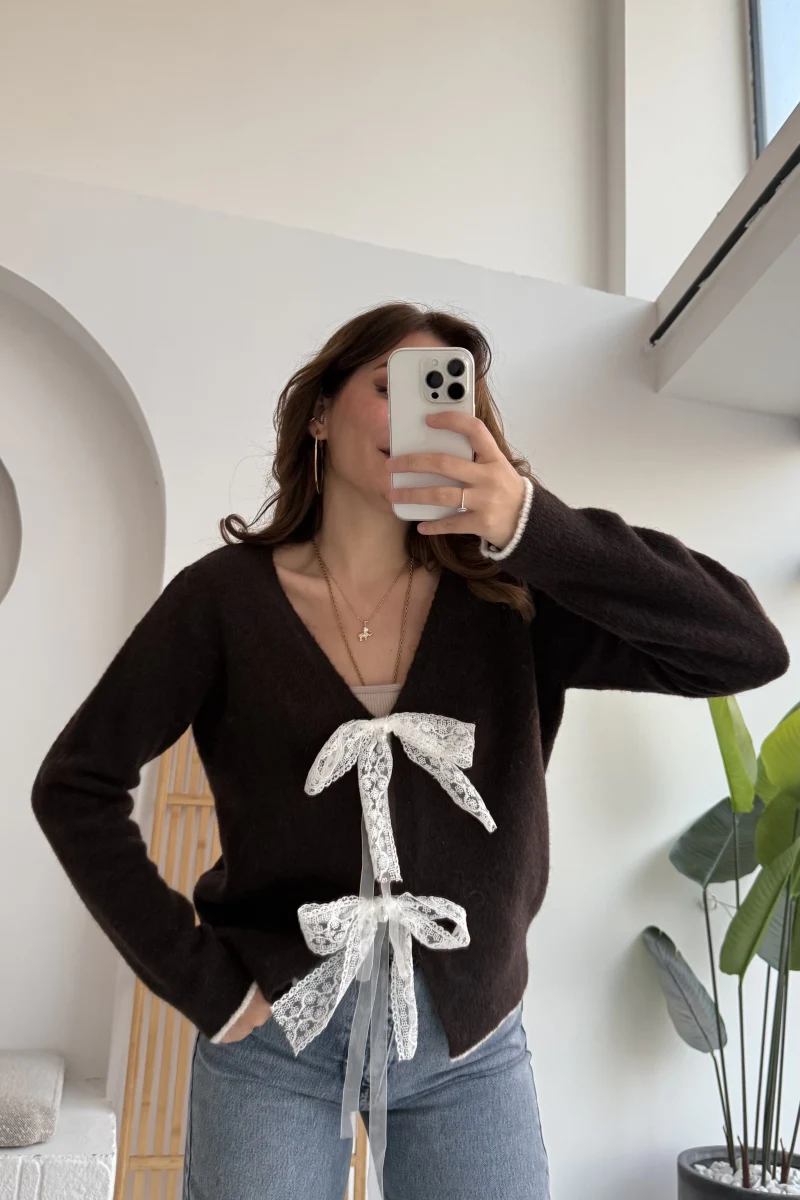 Bellora Fiyonk Triko Hırka - Acı Kahve - KOD:9056