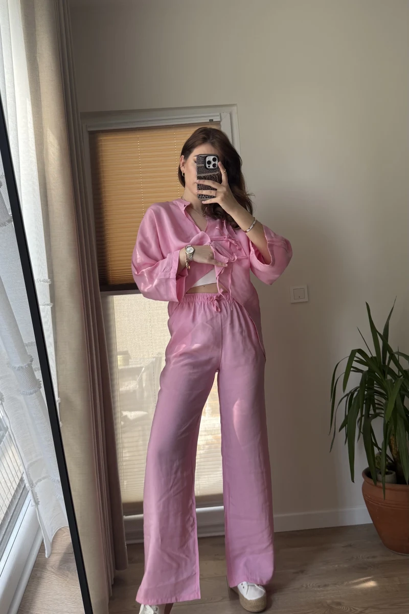 Bennet Tensel Cepli Pantolon Pembe