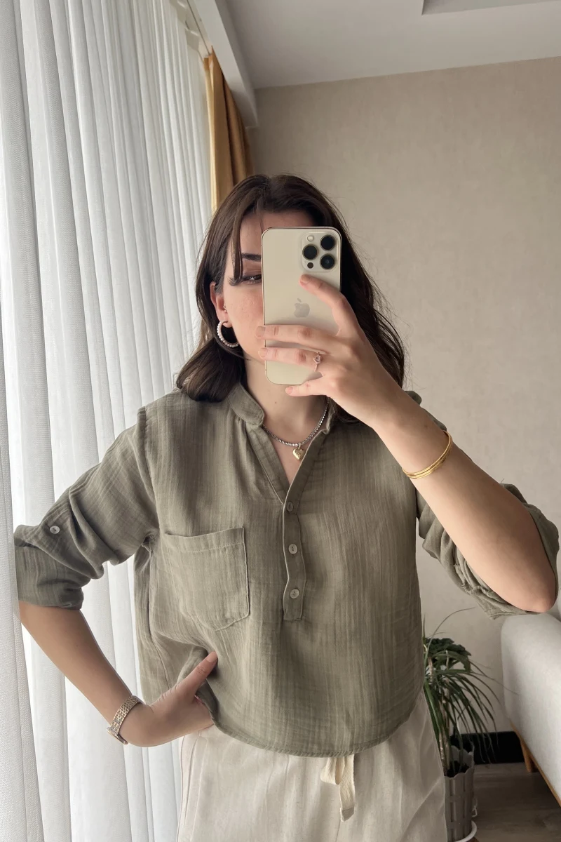 Beua Haki Müslin Bluz