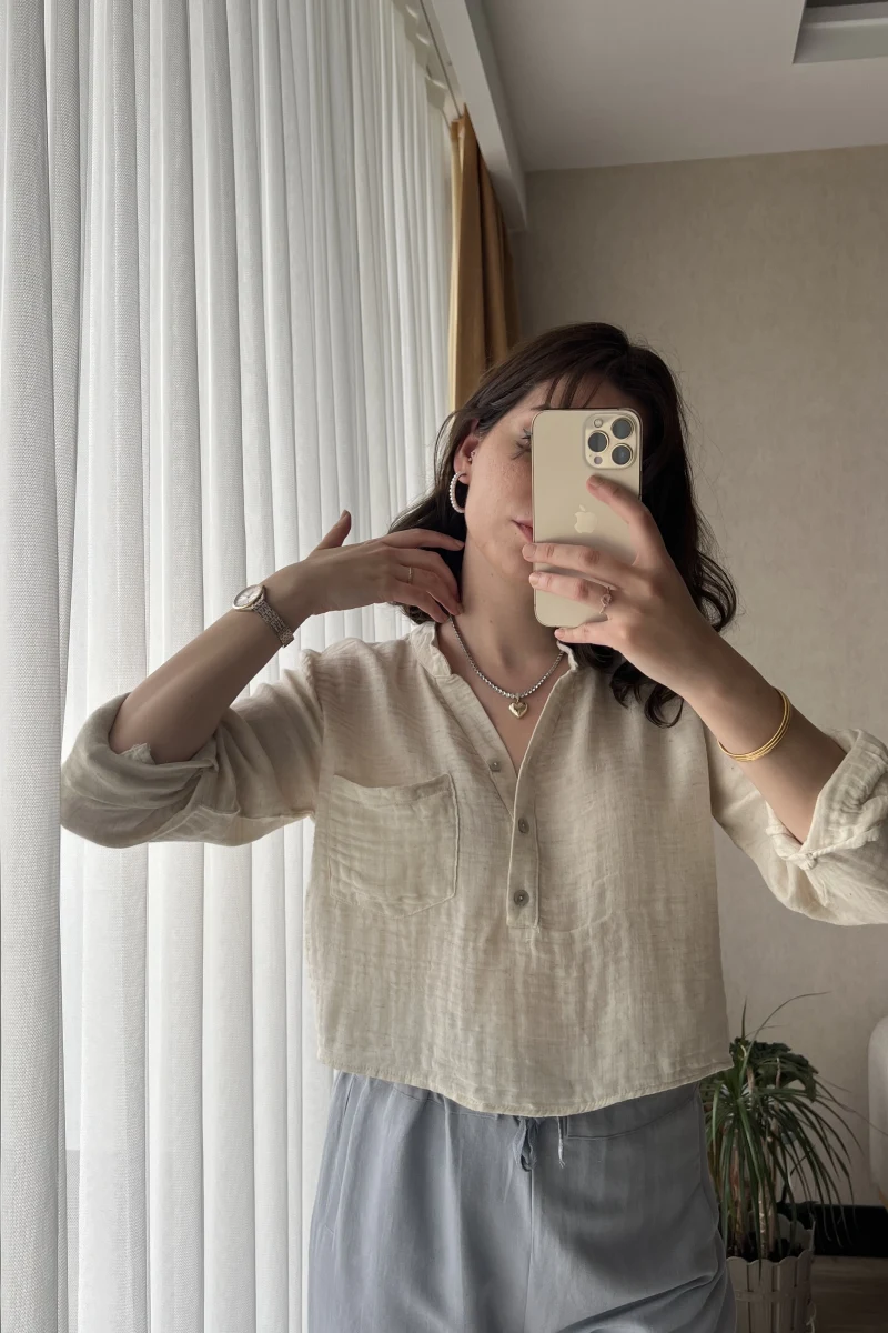 Beua Krem Müslin Bluz