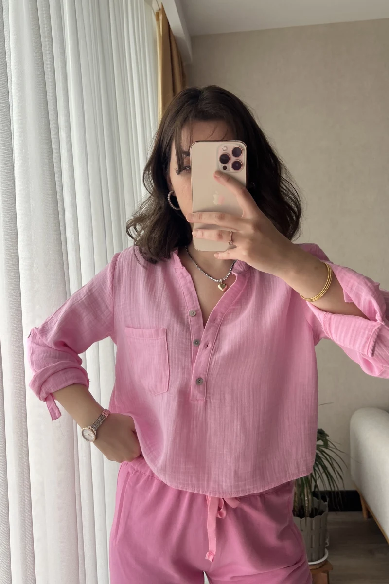 Beua Pembe Müslin Bluz