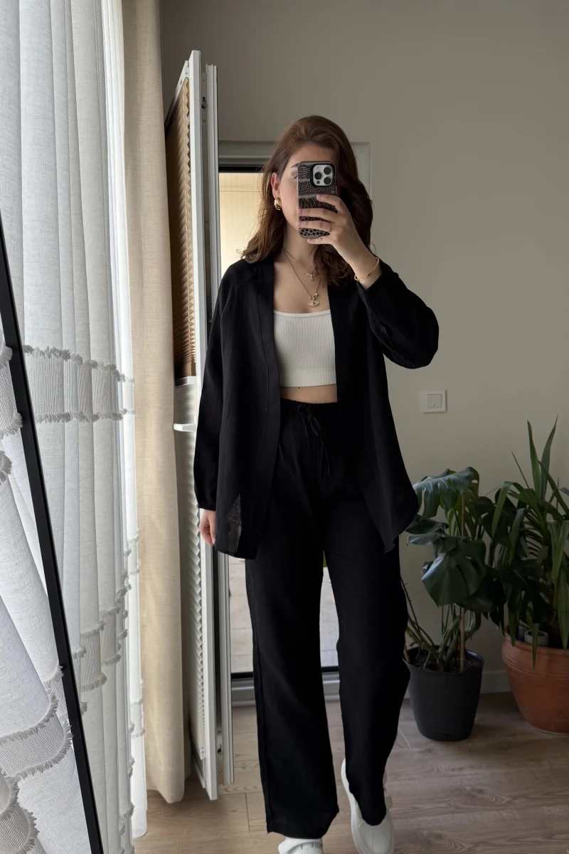 Billie Kimono Takım - Siyah