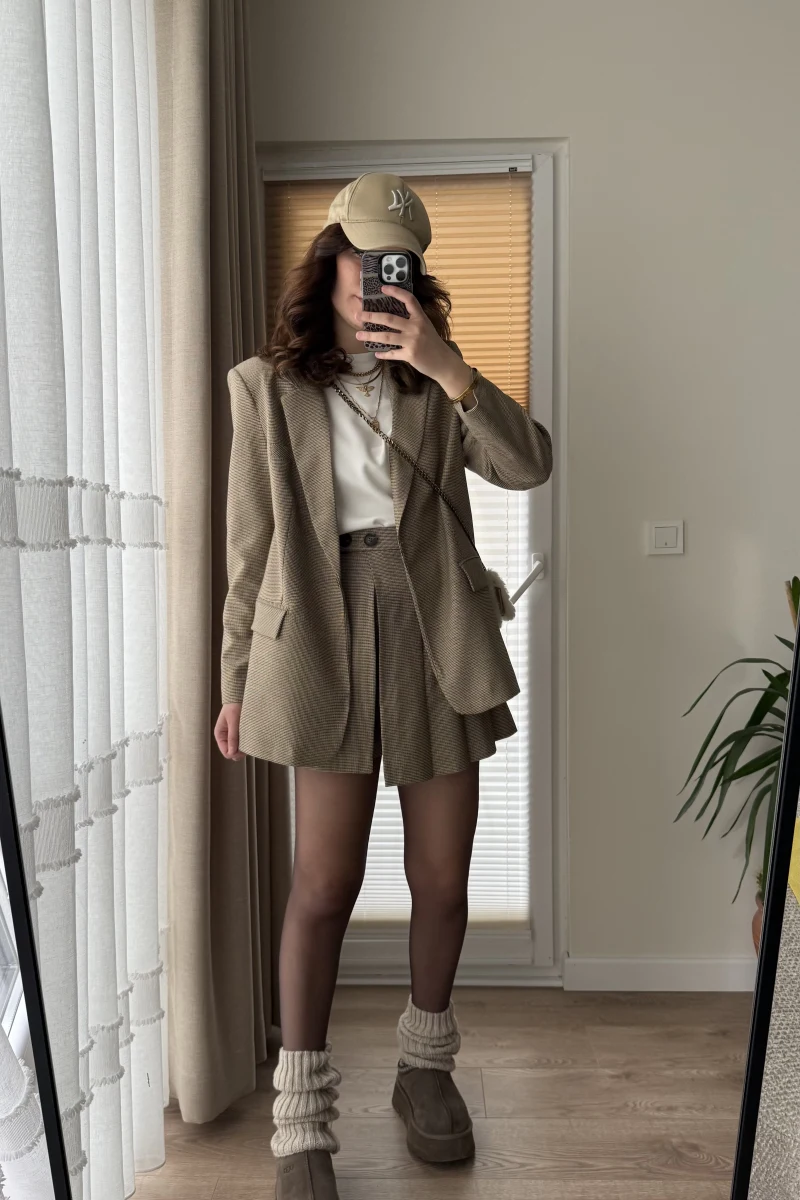 Blazer Ceket Şort Etek Takım - Kod: 9546