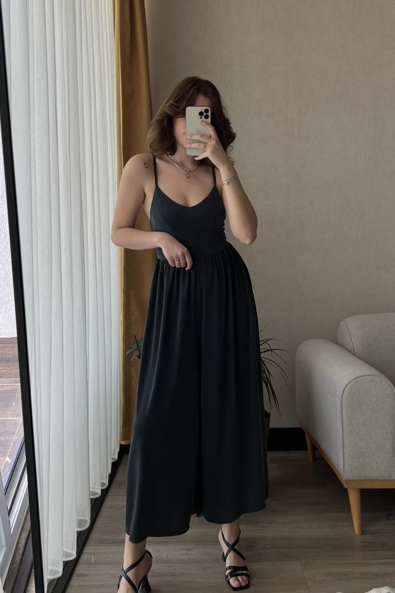 Bloom Antrasit-Gri Likralı Tulum