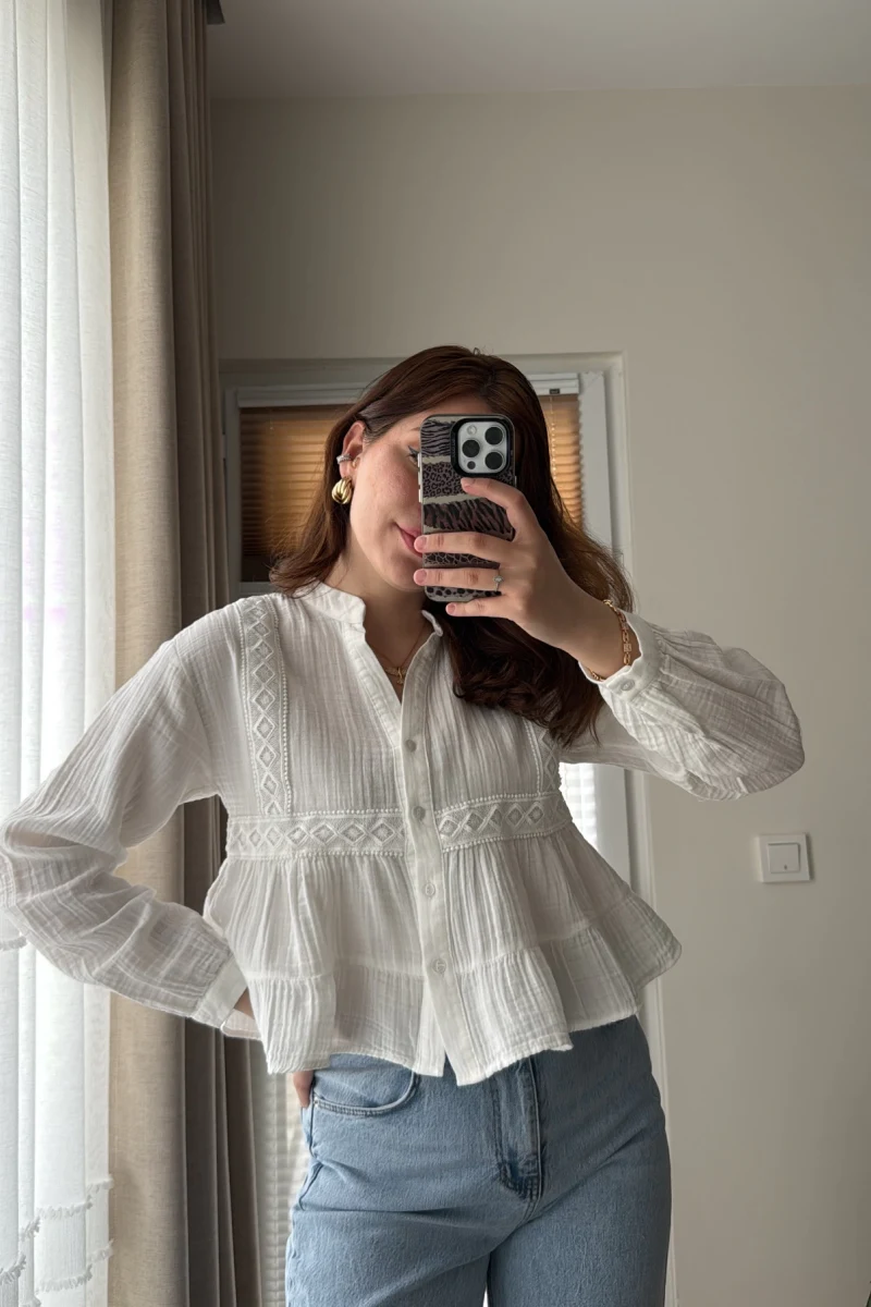 Bloom Beyaz Dantel Gömlek