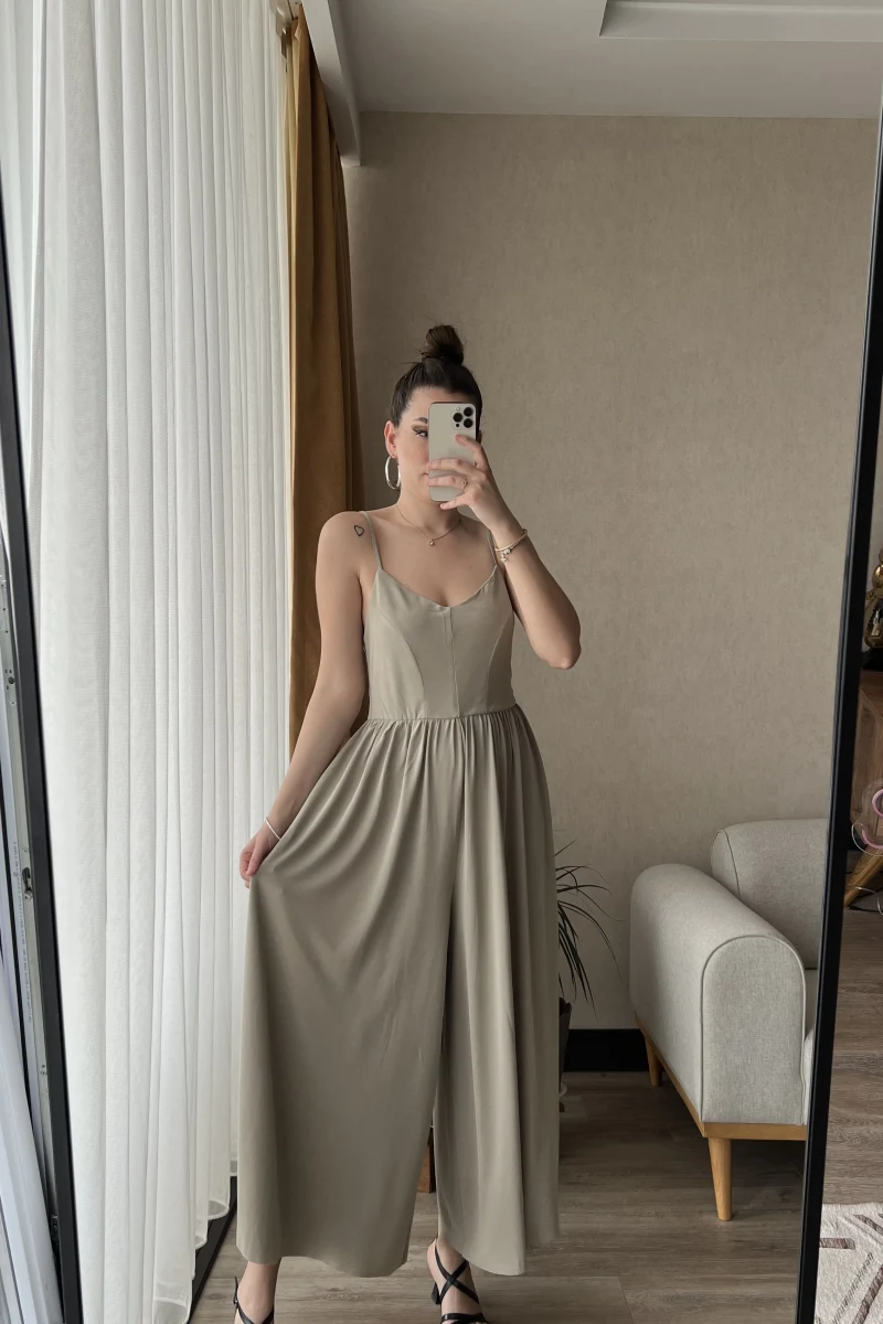 Bloom Açık Krem Likralı Tulum