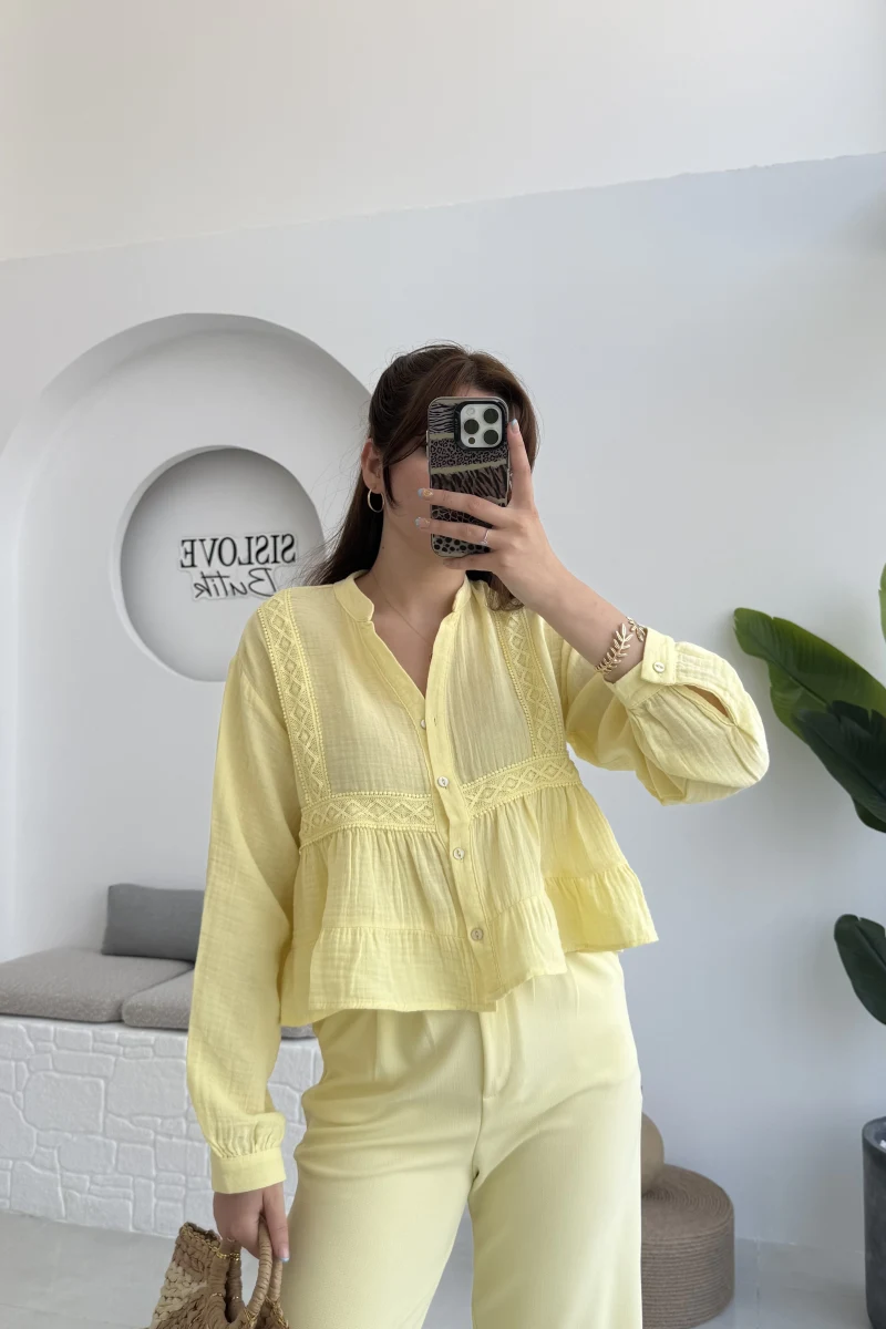 Bloom Sarı Dantel Gömlek - 2052