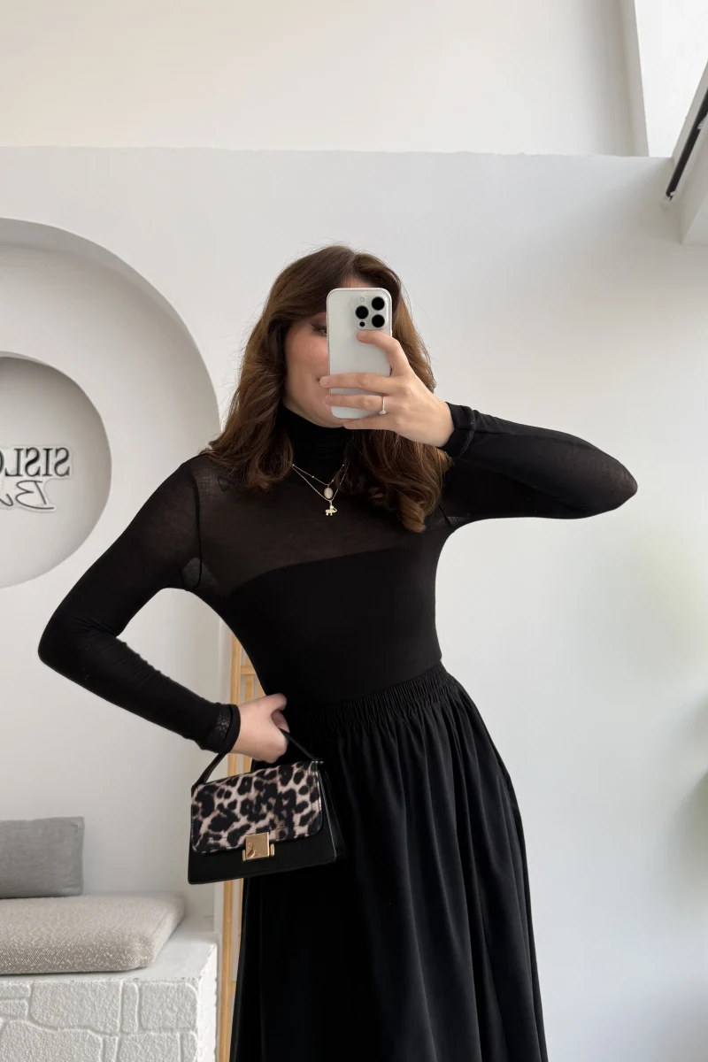 Boğazlı Transparan - Siyah