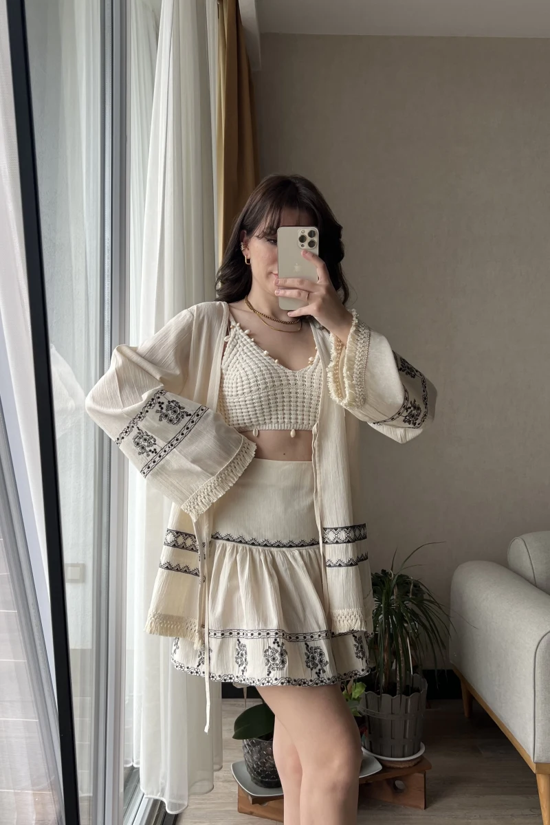 Bohem Kimono Etekli Takım