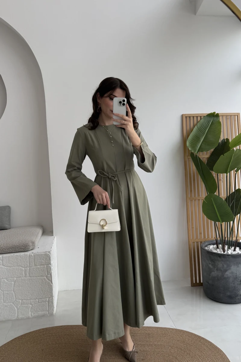 Brandy Kuşaklı Pens Detay Elbise - Mint - Kod: 265011