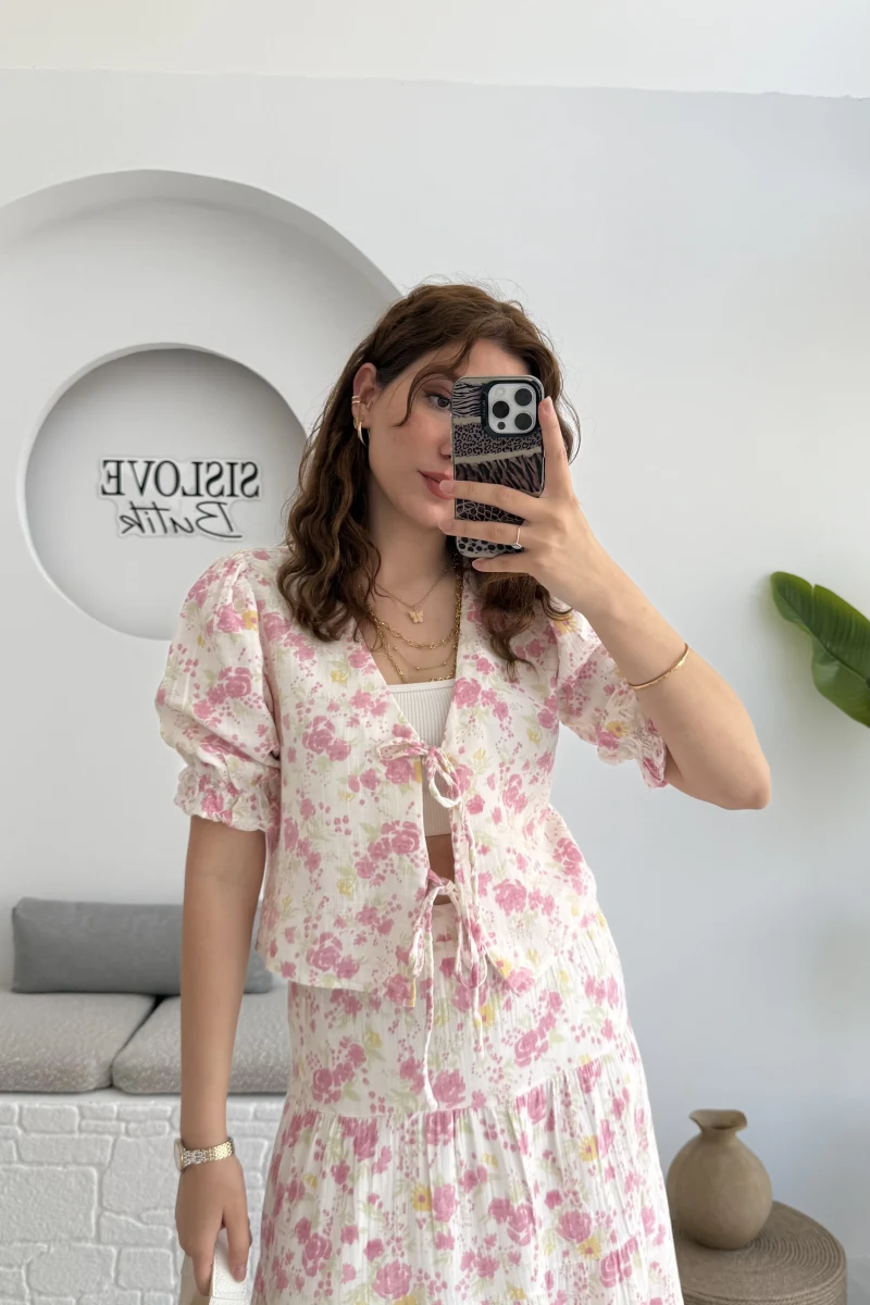 Bratislava Serisi Çiçekli Bluz - Pembe - 1029