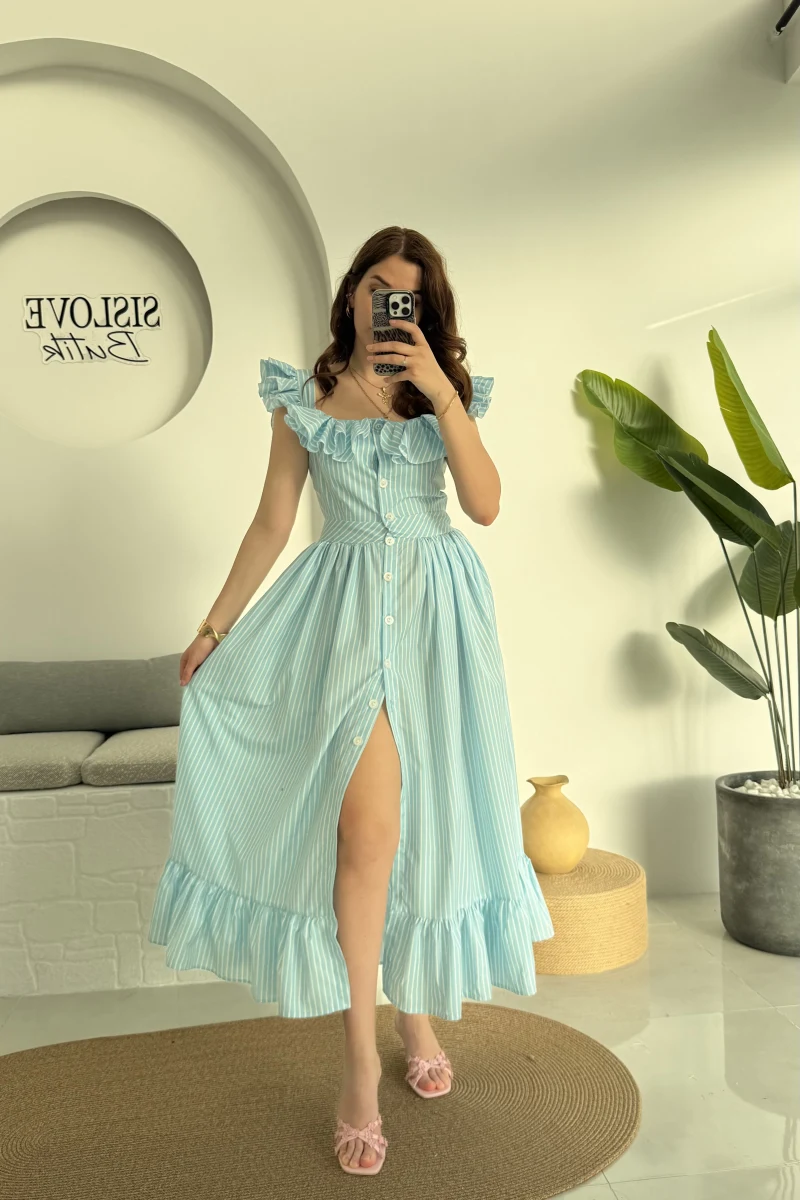 Bridgerton Mavi Elbise