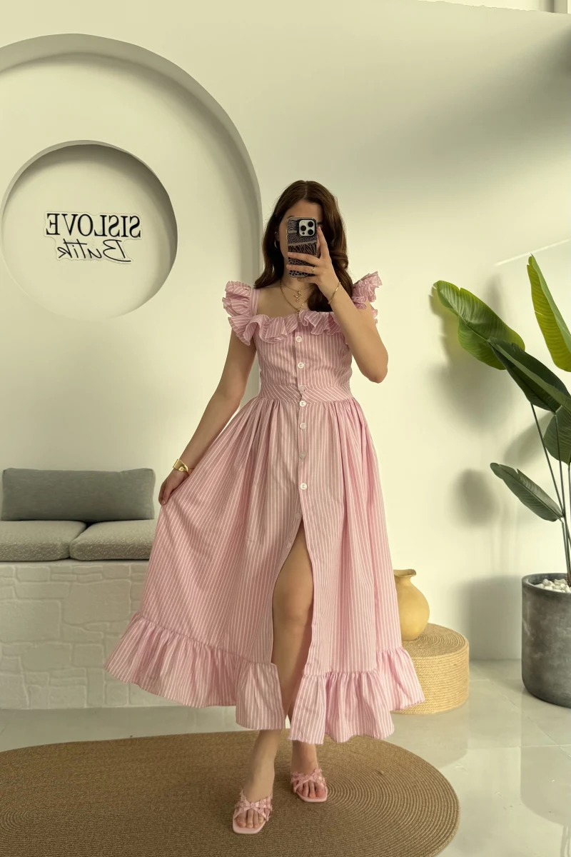 Bridgerton Pembe Elbise