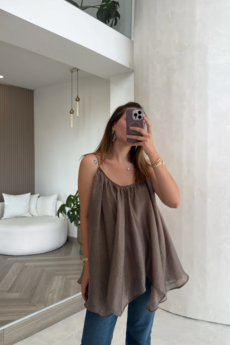 Bronz Askılı Pelerin Bluz - Kod: 5090