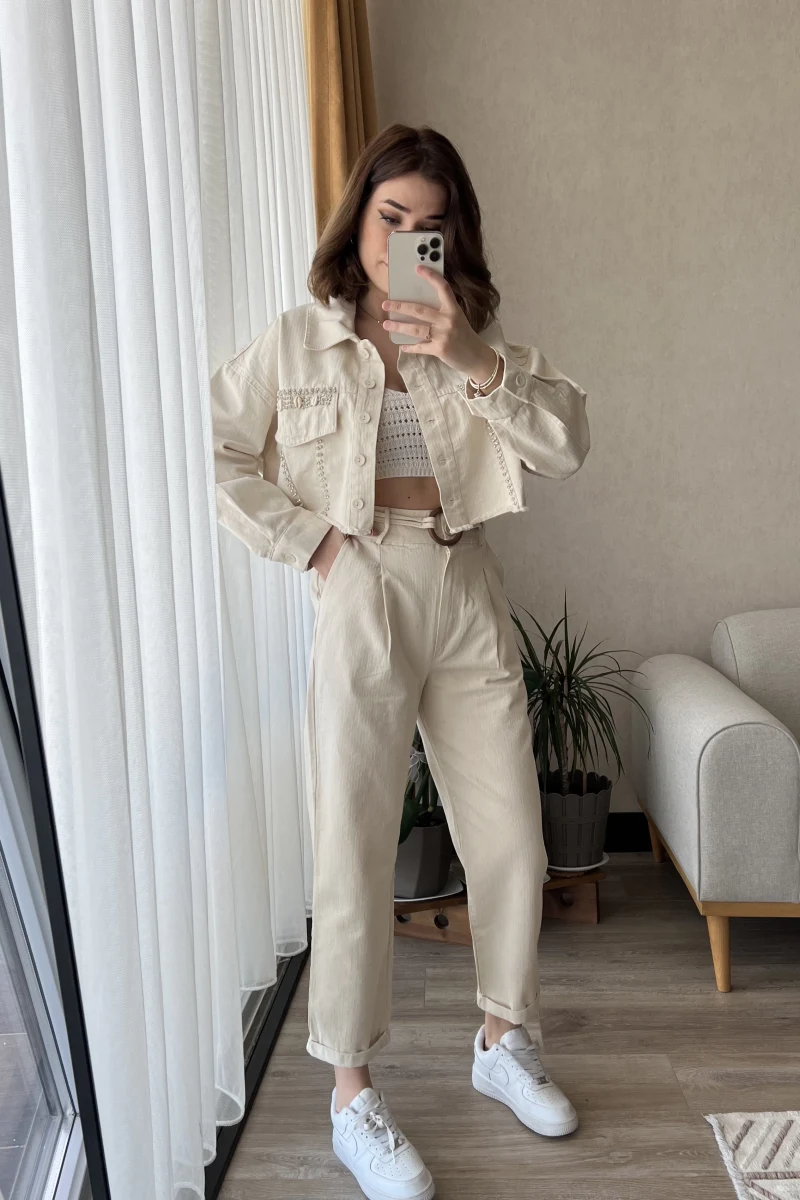 Buhls Serisi Kemerli Keten Pantolon